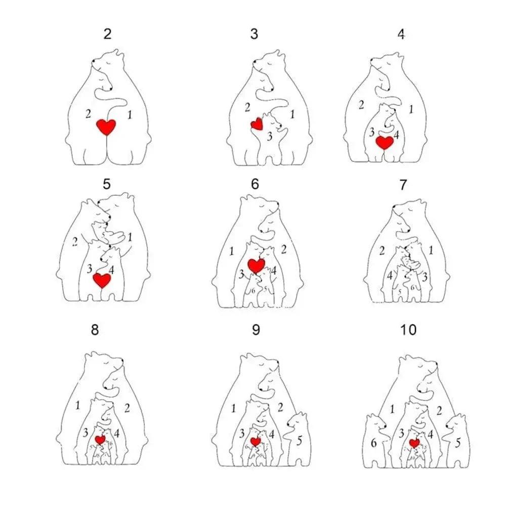 puzzle en bois famille ours | FamiliBois™️
