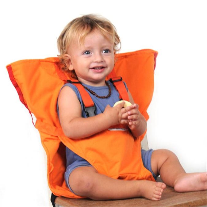 HIGHDAS Tissu de voyage portable Chaise haute / siège d'appoint pour bébés  infant-orange